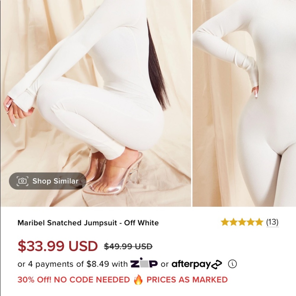 Off white Maribel snatched jumpsuit Fashion Nova